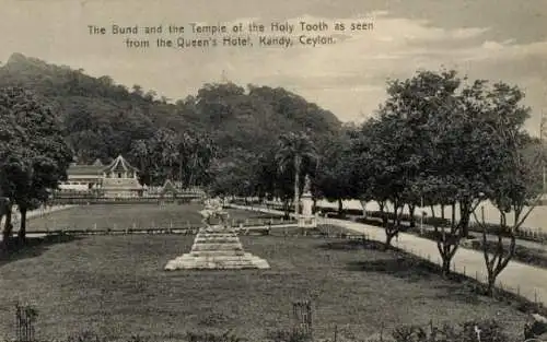 Ak Kandy Sri Lanka Ceylon, der Bund und der Tempel des Heiligen Zahns