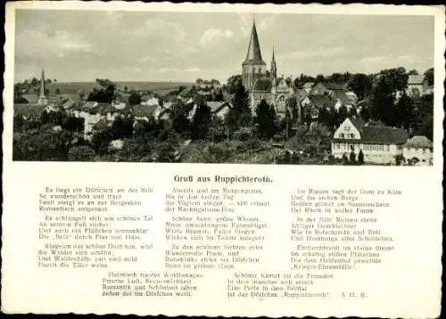 Ak Ruppichteroth Rhein Sieg Kreis, Teilansicht, Kirche, Gedicht