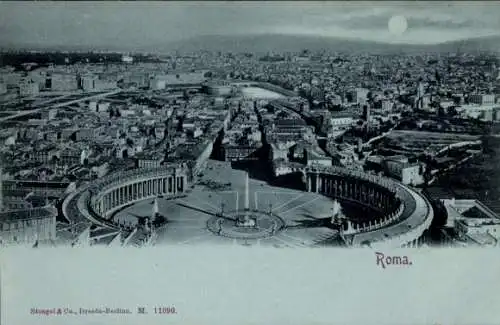 Mondschein Ak Roma Rom Lazio Italien, Saint Peter's Square, Stadtplatz