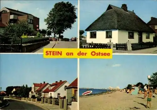 Ak Ostseebad Stein in Schleswig Holstein, Strand, Surfbrett, Wohnhäuser