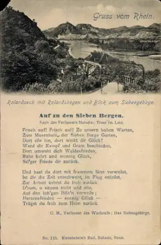 Ak Rolandseck Remagen am Rhein, Rolandsbogen, Siebengebirge, Auf zu den Sieben Bergen