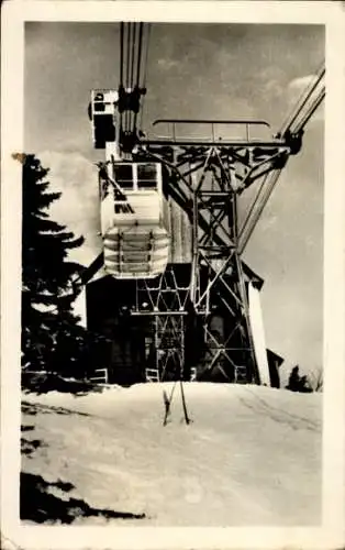 Ak Oberwiesenthal im Erzgebirge, Fichtelberg, Drahtseilbahn, Winter