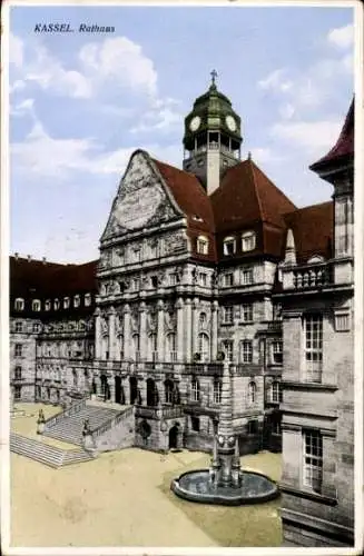 Ak Kassel in Hessen, Rathaus, Brunnen