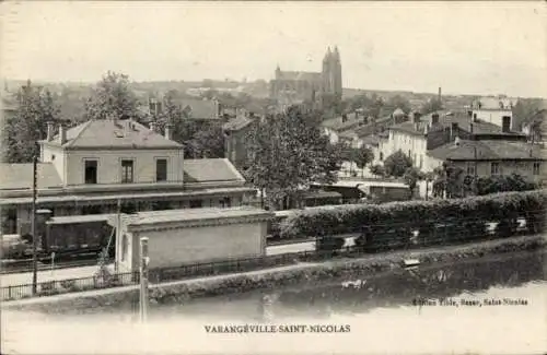 Ak Varangéville Saint Nicolas Meurthe et Moselle Elsass Lothringen, Kirche, Gare