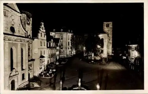 Ak Hachenburg im Westerwaldkreis, Alter Marktplatz bei Nacht