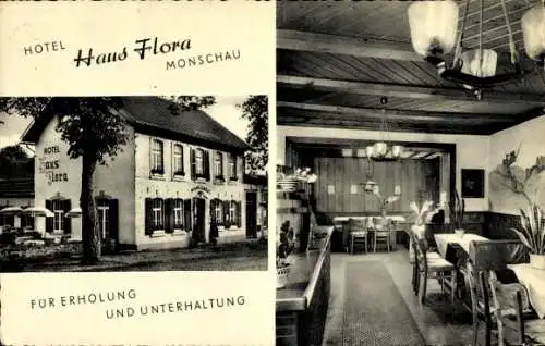 Ak Monschau Montjoie in der Eifel, Hotel Haus Flora, Gastraum
