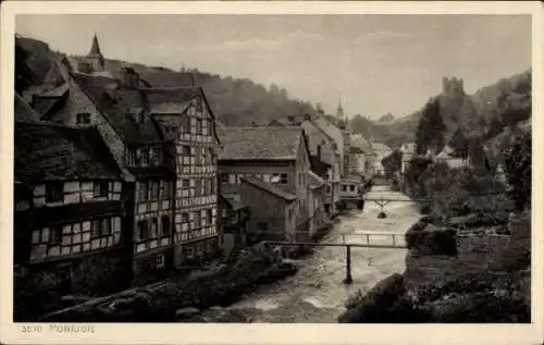 Ak Monschau Montjoie in der Eifel, Rurpartie mit Ruine Haller