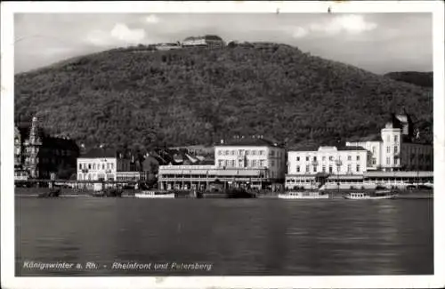 Ak Königswinter am Rhein, Rheinfront, Petersberg