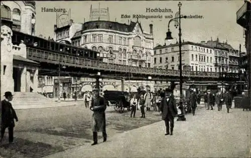 Ak Hamburg Mitte Altstadt, Hochbahn, Ecke Rödingsmarkt