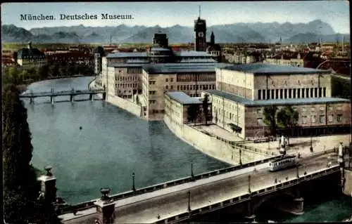 Ak München, deutsches Museum, Straßenbahn