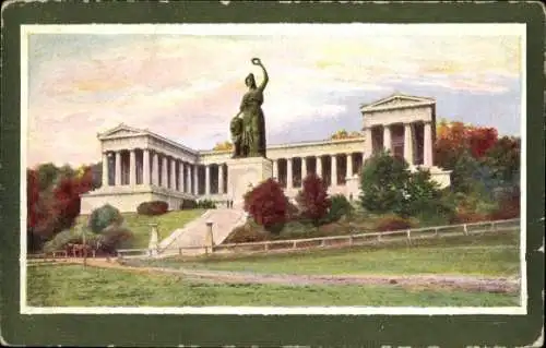 Passepartout Ak München Bayern, Bavaria mit der Ruhmeshalle
