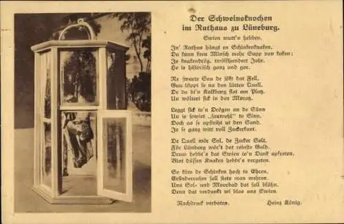 Gedicht Ak Lüneburg in Niedersachsen, Der Schweinsknochen im Rathaus, Heinz König