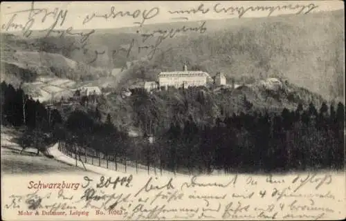 Ak Schwarzburg in Thüringen, Teilansicht, Schloss