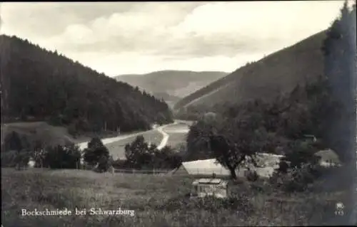 Ak Bockschmiede Döschnitz in Thüringen, Schwarzburg, Sorbitztal, Panorama