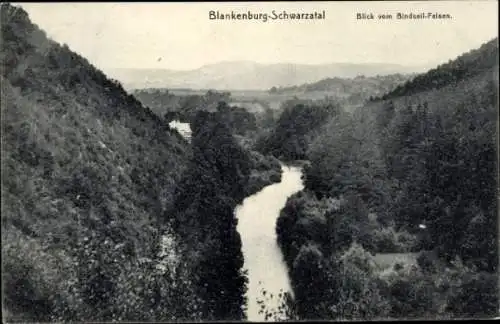 Ak Bad Blankenburg in Thüringen, Schwarzatal, Panorama, Blick vom Bindsell-Felsen