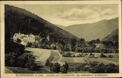 Ak Bad Blankenburg in Thüringen, Schwarzatal, Eingang, Sanatorium Schwarzeck