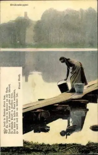 Ak Bruhnskoppel Malente in Ostholstein, Teilansicht, Frau, Eimer, Steg