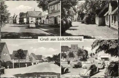 Ak Leck in Nordfriesland, Hauptstraße, Bergstraße, Norderbergstraße, Markt