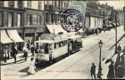 Ak Nancy Meurthe et Moselle, Rue Saint Jean, Point Central, Straßenbahn