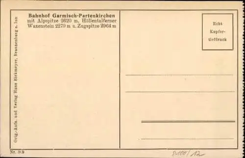 Ak Garmisch Partenkirchen in Oberbayern, Bahnhof