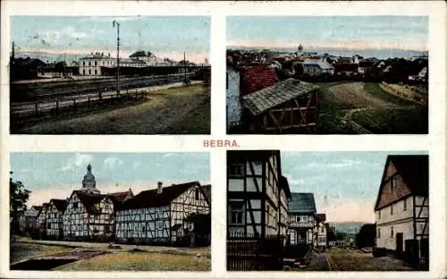 Ak Bebra an der Fulda in Hessen, Bahnhof, Bäckerei, Fachwerkhäuser, Stadtansichten
