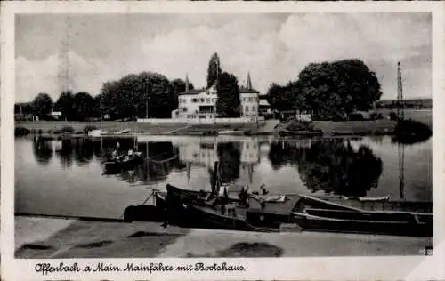 Ak Offenbach am Main Hessen, Mainfähre, Bootshaus