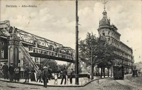 Ak Barmen Wuppertal, Adler-Brücke, Schwebebahn