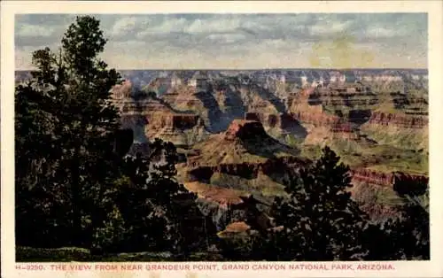 Ak Grand Canyon Arizona USA, die Aussicht vom Grandeur Point