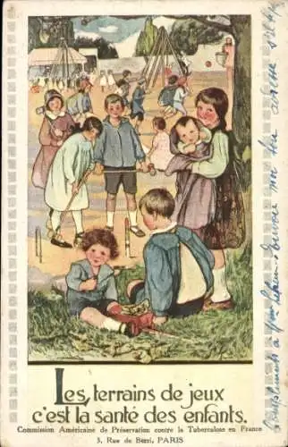 Ak Spielplätze sind Kindergesundheit, Comm. Amerikanischer Präs. gegen Tuberkulose