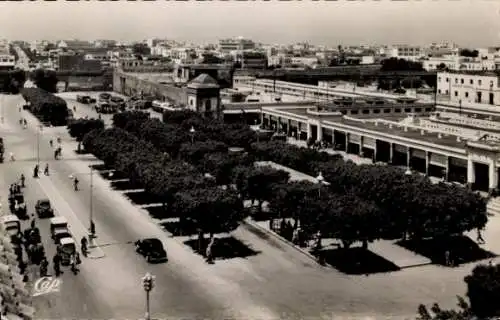 Ak Rabat, Marokko, Avenue Gallieni, Markt