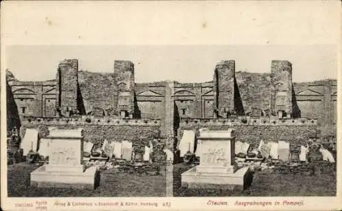 Stereo Ak Pompeji Kampanien, Ausgrabungen, Ruinen