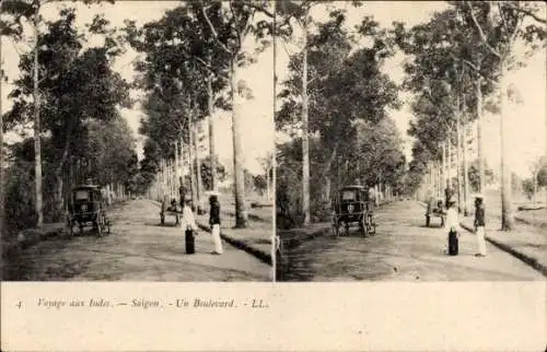 Stereo Ak Saigon Cochinchina Vietnam, Ein Boulevard