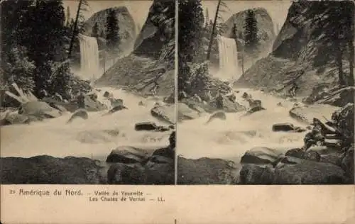Stereo Ak Yosemite Nationalpark Kalifornien USA, Yosemite Valley, Vernal Falls