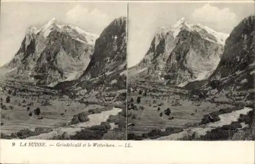 Stereo Ak Kanton Bern, Berner Oberland, Grindelwald et le Wetterhorn