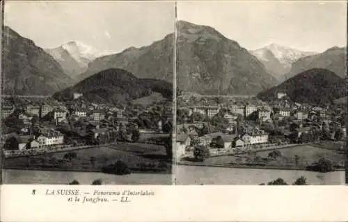 Stereo Ak Interlaken Kanton Bern Schweiz, Panorama, Jungfrau