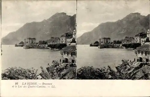 Stereo Ak Brunnen Kt Schwyz, Vierwaldstättersee