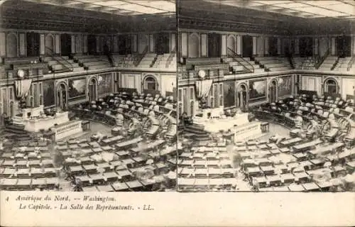 Stereo Ak Washington DC USA, das Kapitol, die Repräsentantenhalle