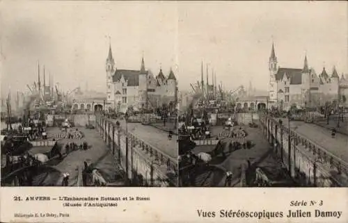 Stereo Ak Antwerpen Antwerpen Flandern, Die schwimmende Embarcadere und die Steen