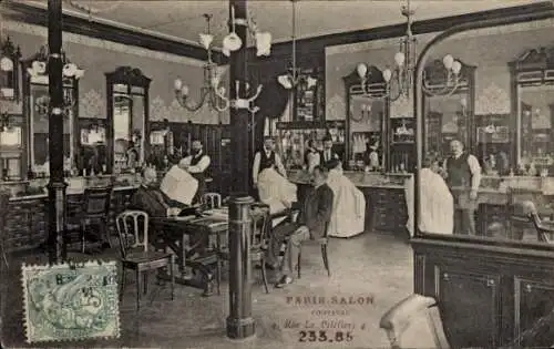 Ak Paris IX., Paris-Salon, 4, Rue Le Peletier, Friseure