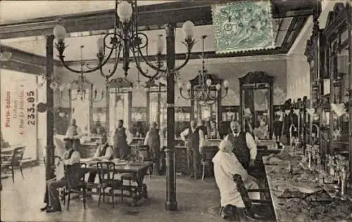 Ak Paris IX., Paris-Salon, 4, Rue Le Peletier, Friseure