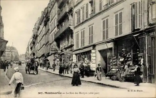 Ak Paris XVIII., Rue des Martyrs