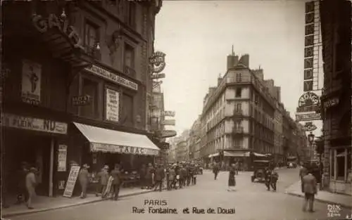 Ak Paris IX., Rue Fontaine, Rue de Douai