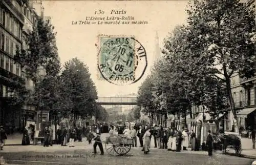 Ak Paris XII., Avenue Ledru-Rollin, La Trole, Marche aux Meubles