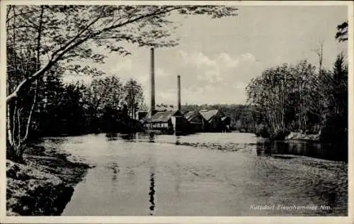 Ak Gudzisz Kutzdorf Fürstenfelde Boleszkowice Neumark Ostbrandenburg, Fluss, Schornsteine