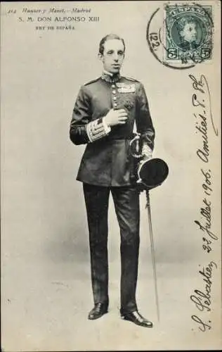 Ak König Alfonso XIII. von Spanien, Standportrait