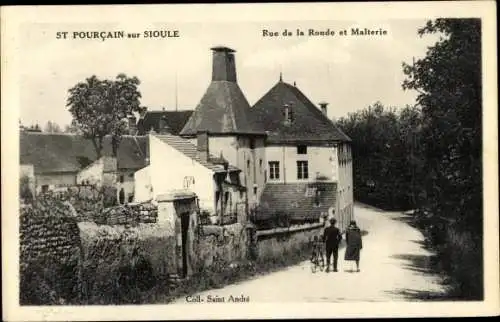 Ak Saint Pourçain sur Sioule Allier, Rue de la Ronde et Malterie