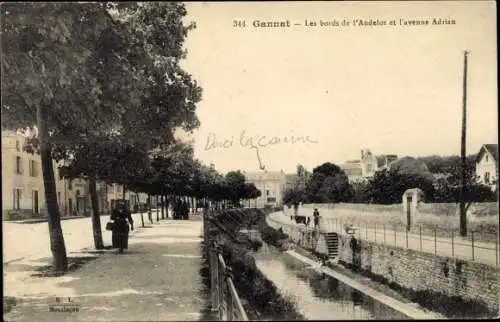 Ak Gannat Allier, Les Bords de l´Audelot, Avenue Adrian