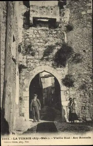 Ak La Turbie Alpes-Maritimes, Vieille Droite, Arc Romain