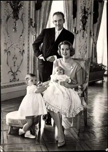 Ak Prinz Rainier III. von Monaco, Grace Kelly, Prince Albert, Princesse Caroline