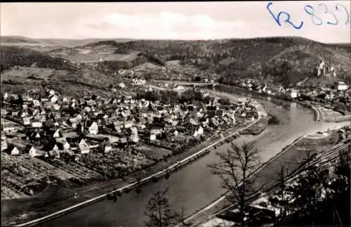 Ak Kreuzwertheim in Unterfranken, Fliegeraufnahme vom Ort, Main